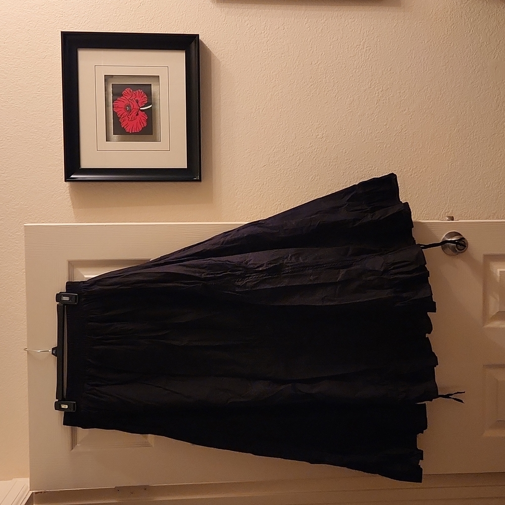 Cotton drawstring flare skirt